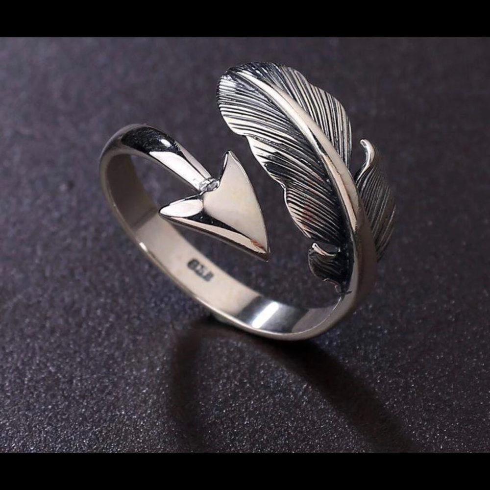 925 sterling silver feather ring - Picture 1 of 4